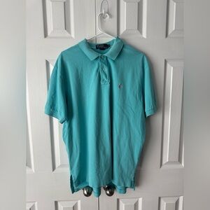 Polo Ralph Lauren Turquoise Polo Shirt XL Pink Pony Logo 100% Cotton